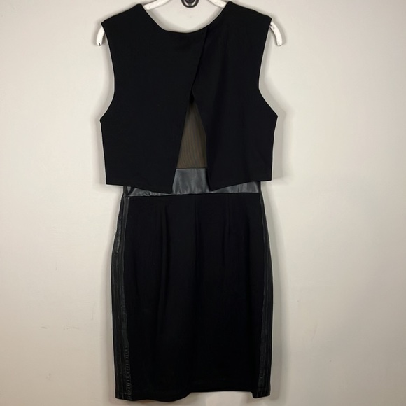 Bailey 44 little black dress with faux leather waist detail mesh back - Picture 4 of 13
